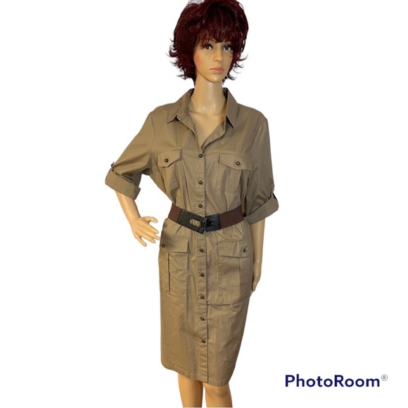 Worthington Dresses & Skirts - WORTHINGTON KHAKI SHIRT DRESS